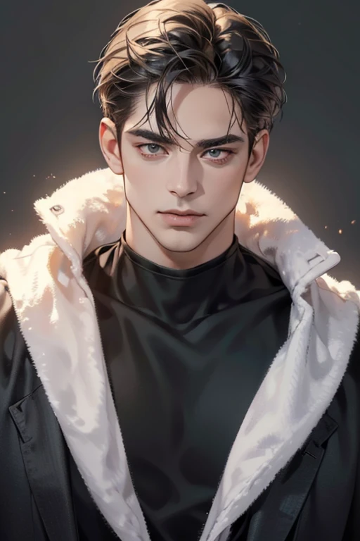 (Best quality,4K,8K,a high resolution,masterpiece:1.2),ultra detailed,(realistic,photorealistic,photo-realistic:1.37),39 year old man,Beautiful anime,portraits,strong,masculine,dark hair,Sharp jawline,Mesmerizing eyes,Perfectly styled hair,confident expression,bright colors,dynamic lighting,Brown eyes,(Black T-shirt),(dark skin),((mature man, man 40 years old)), (square jaw)