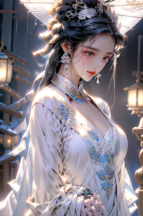 black hair, immortal, beauty, royal sister, stepmother, white taoist robe, phoenix coronet, hair bunch