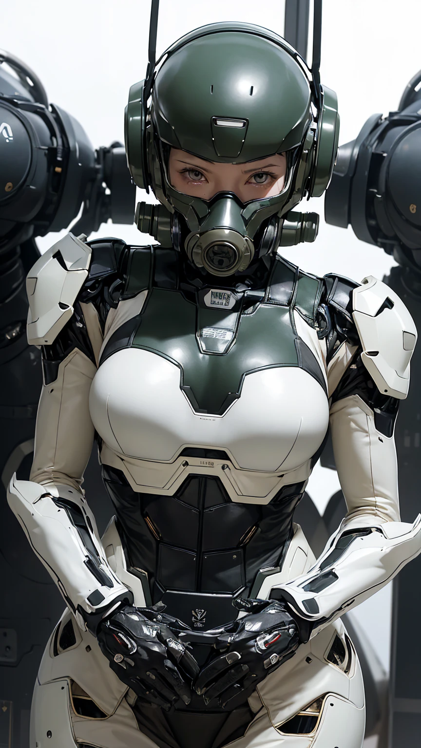 最high quality非常に詳細, Advanced Details, high quality, 最high quality, High resolution, 1080P, hard disk, beautiful,(War Machine),(Snug-fitting headgear),See the big picture,beautifulサイボーグ女性,Dark Green Mecha Cyborg Girl,BATTLE MODE,Mecha Body Girl　8k dark green body armor　Elementary school girl　Sweaty face　Droopy eyes　short hair　Gas mask with extension nozzle　boyish　Steam coming out of my head　My hair is wet with sweat　Black Hair, Steam coming out of the mouth　Do not expose skin　Character Focus　Only the eyes are exposed