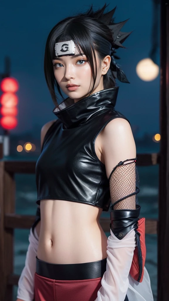 Moisturized skin, (bright gradient eyes), perfect body, adult female body, mature,
BREAK,
(beautiful navel), (kunoichi), (ninja), sexy, (kunai), (leather), fishnet, (fishnet stockings: 1.2), (blush), (black clothes), (embarrassed expression: 1.5), bright red lipstick, (ninja clothes: 1.4),
BREAK,
(highly detailed hair: 1.2),
BREAK,
((masterpiece + highest quality + high resolution + highly detailed)), (full body: 1.2), symmetrical, one shot,
BREAK,
(neon city), (strong wind blowing: 1.5),
BREAK,
(Uchiha Sasuke: 1.3), elegant, ((holding a Japanese sword)), neon, night city,