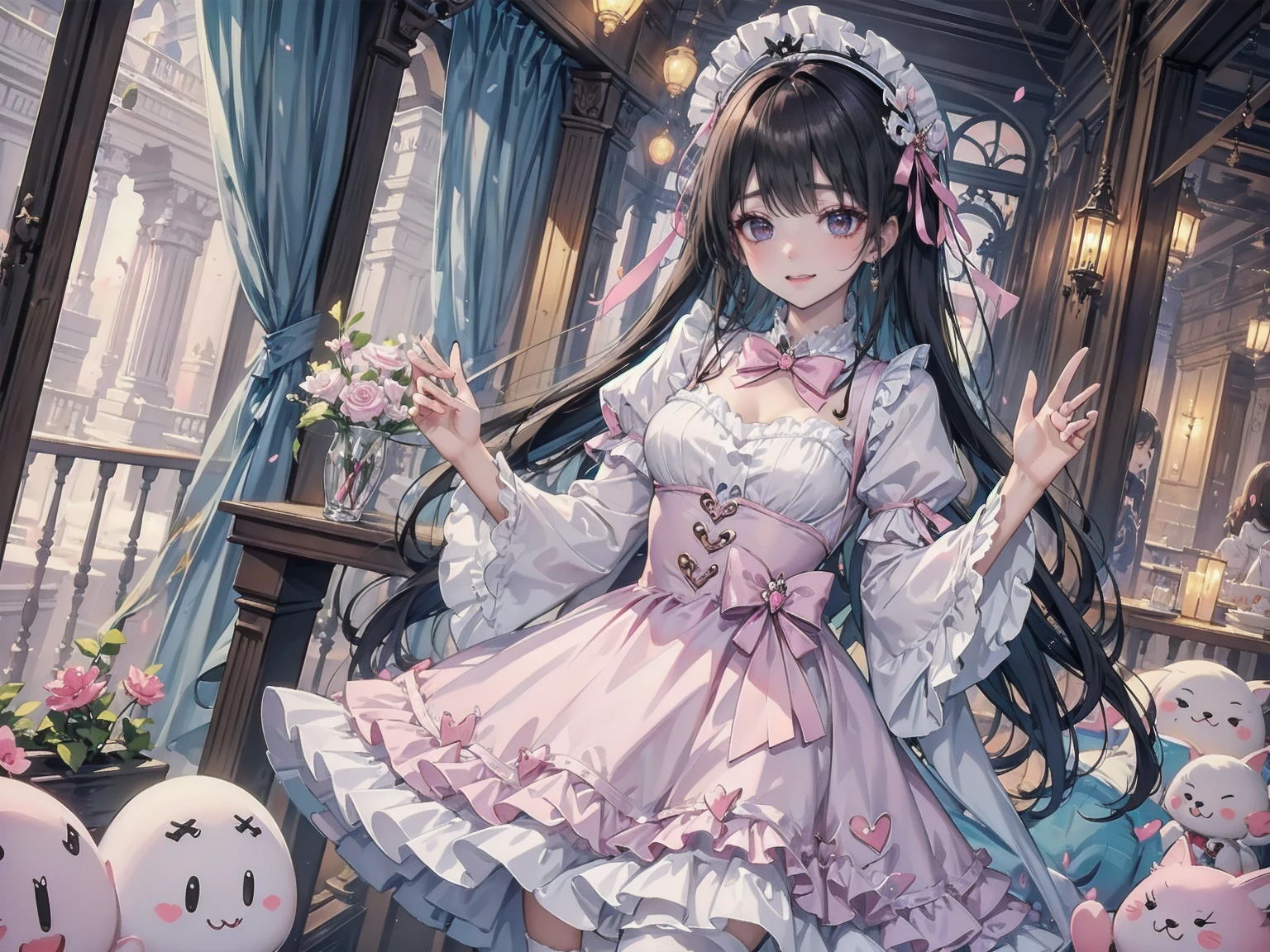 hermosa chica、ángel、moe、lindo、とてもlindo服、Delicado vestido lolita rosa、sonrisa