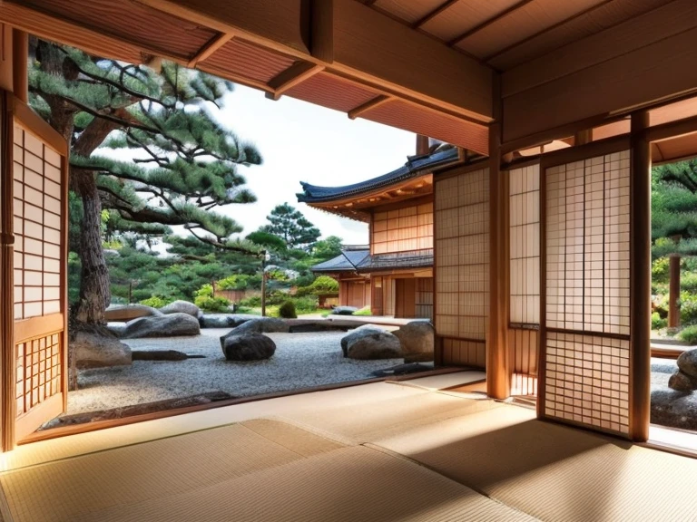 ((ultra realisitic)), ((picture-perfect)), ((face perfect)), ((ultra detaild)), ((fully body)), ((perfectbody)), scenes of an ancient traditional japanese house, scenes inside and out, 