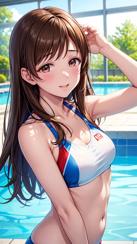 buckshot、turn your back、highest quality、high resolution、high definition、hd、indoor pool、poolside、(nitta minami、long hair、medium c...