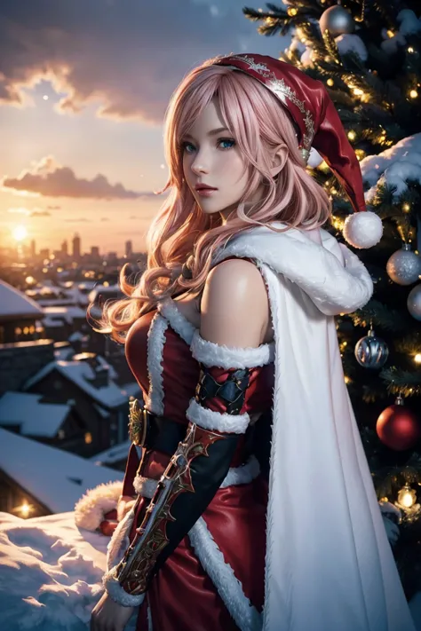 best work,artistically beautiful,lightning,final fantasy 13,ff1 pink blonde,medium hair,light perm hair,hair curled to one side,...