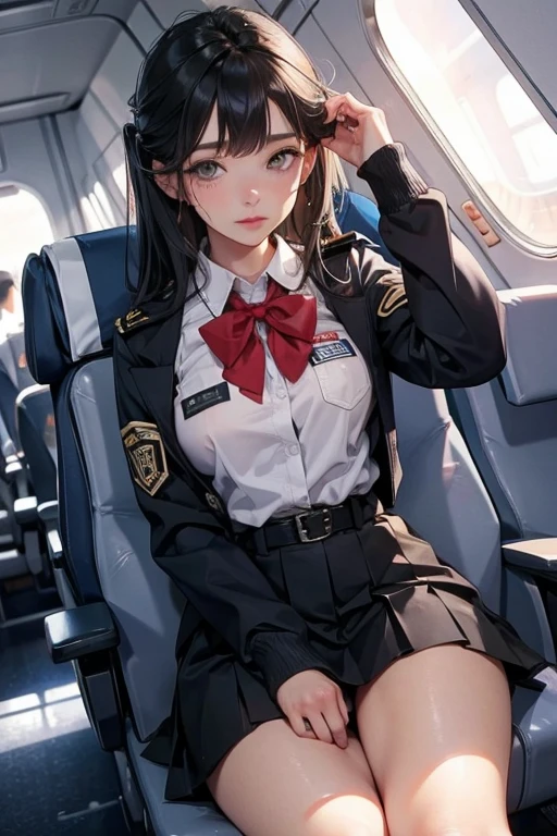 creampie,Hairy Pussy,17,Inside the plane,uniform