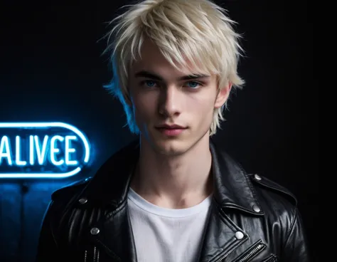 hyper realistic, dark vibes, attractive young guy, male, (skinny and thin:1.1), 22 years, pale skin, blue eyes, (short messy sha...