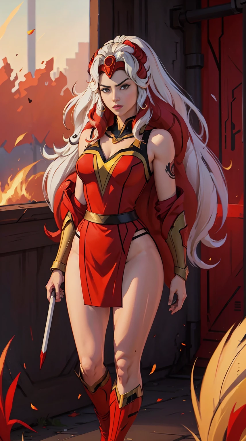 ((Full body photo, standing, feet on the ground))  She-ra, TM Samurai, intricate face details, poster style, icons, vibrant colors, vector style, digital art, 4K, intricate details, mesmerizing, professionally made, beautiful vector illustration, 12K resolution, 3D, all characters in detailed full body, highly detailed, vibrant, ultra high quality, Hyperrealism, Photorealism, octane render]