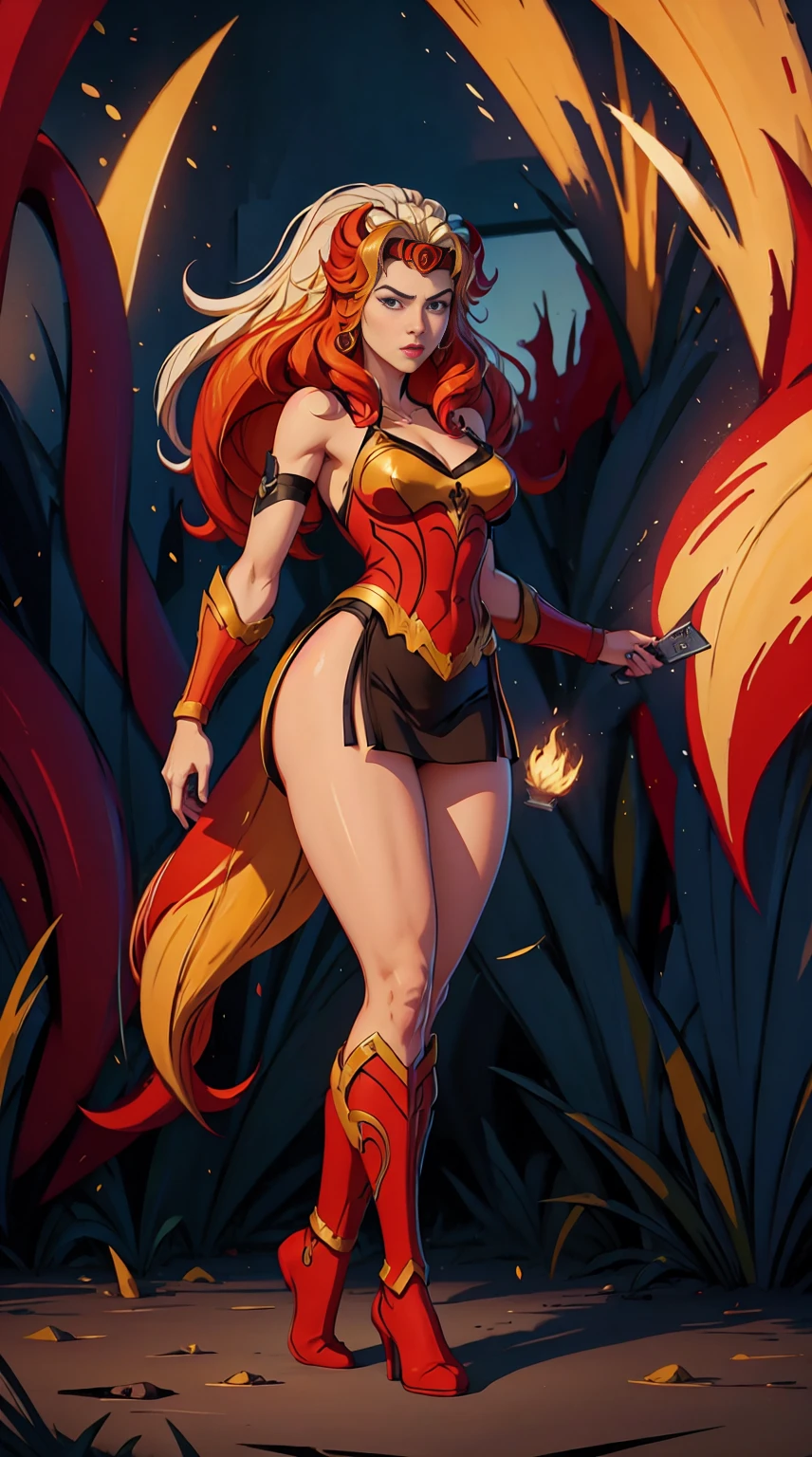 ((Full body photo, standing, feet on the ground))  She-ra, TM Samurai, intricate face details, poster style, icons, vibrant colors, vector style, digital art, 4K, intricate details, mesmerizing, professionally made, beautiful vector illustration, 12K resolution, 3D, all characters in detailed full body, highly detailed, vibrant, ultra high quality, Hyperrealism, Photorealism, octane render]