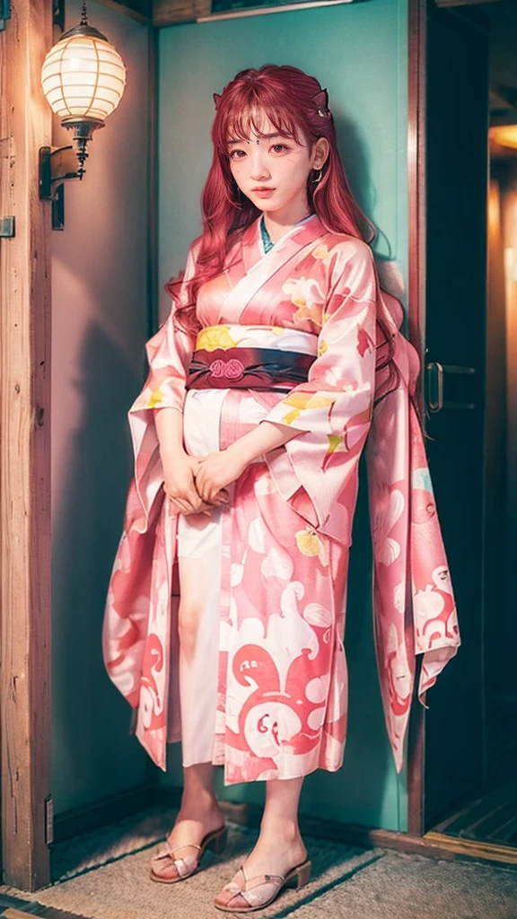 Cute Japanese female, (), (very cute face), white moist skin, looking at the camera,
BREAK,
Idol,
BREAK,
(wearing cute kimono: 1.3), (revealing kimono), very large earrings, short length,
BREAK,
(kick pose: 1.3),
BREAK,
(long hair), (pink hair: 1.2), (wavy hair), (gradient hair: 1.3), (hair with red tips),
BREAK,
(realistic: 1.3), masterpiece, perfect lighting, (ultra-high resolution), (8K), (highly detailed: 1.4), (from the front), (full body: 1.4), (symmetrical: 1.2),
BREAK,
(Shibuya, Japan: 1.2),
BREAK,
(Demon Slayer: 1.4),