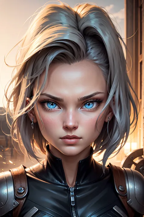 a beautiful neko android 18, detailed facial features, detailed eyes, detailed lips, detailed nose, detailed face, long eyelashe...