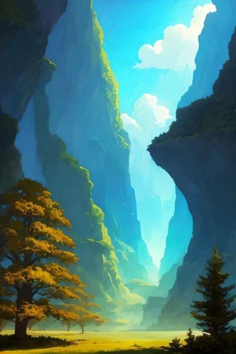 a beautiful scenery from a 2d fantasy world.