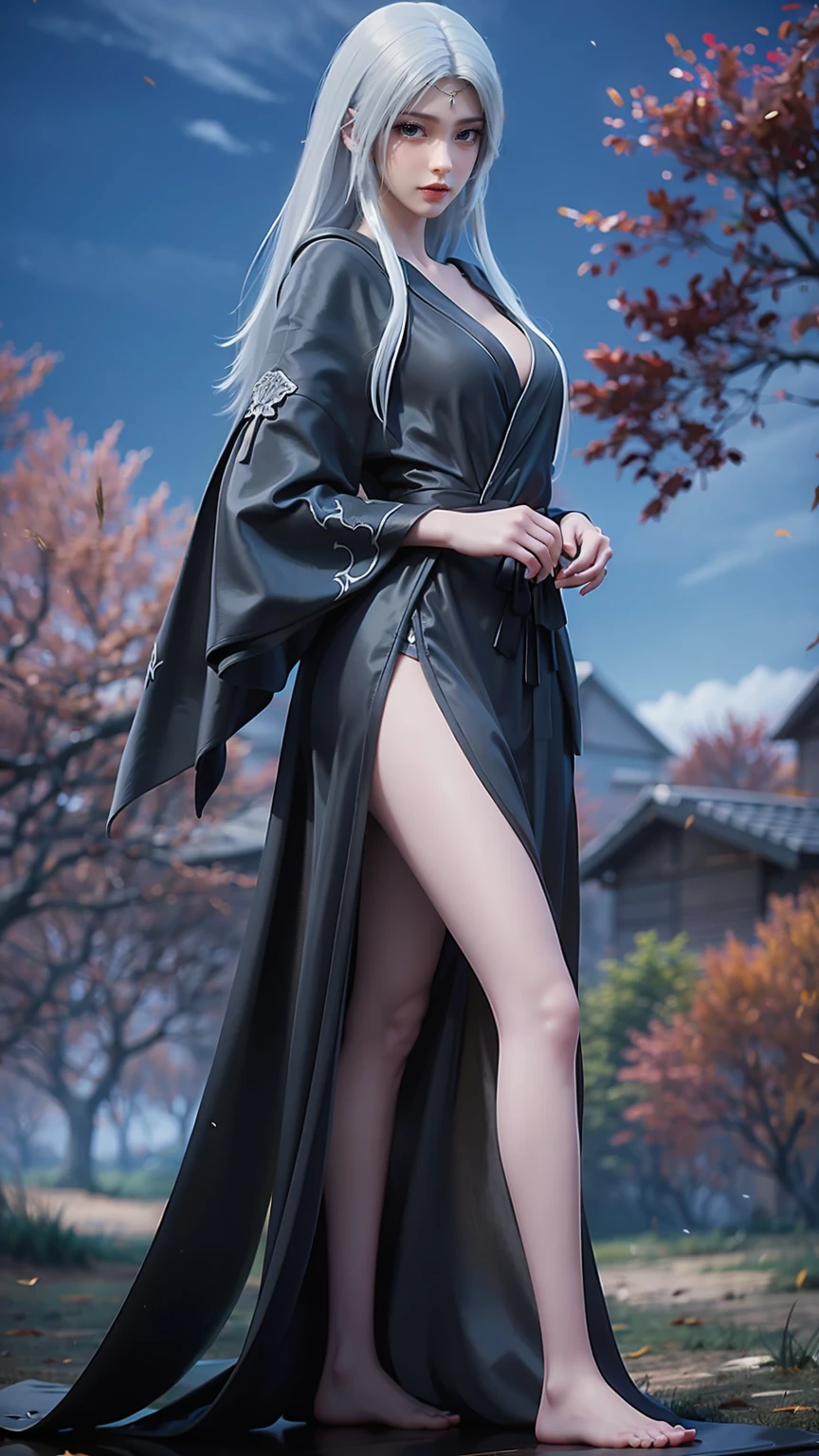 Arad woman in a dress sitting on a throne, cute anime waifu in a nice dress, trending on cgstation, 8K high quality detailed art, anime barbie in white, highly detailed exquisite fanart, Extremely detailed Artgerm, the anime girl is crouching, Flowing magic robe, Beautiful and attractive anime woman, WLOP 和 Sakimichan，((White hair))，((Black robe))