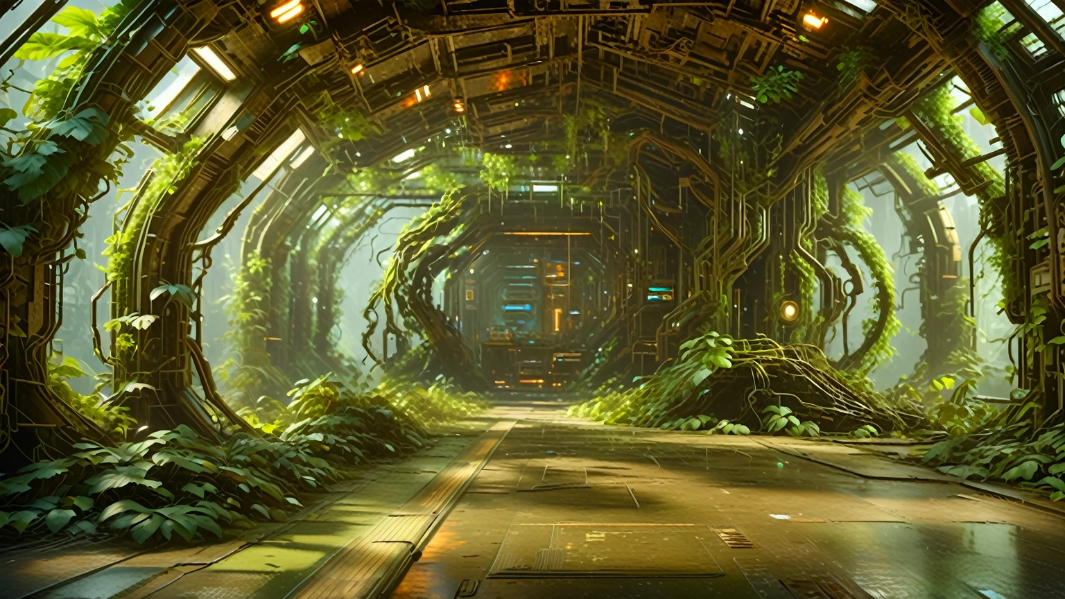 An abandoned mech,rusty,overgrown with vines,fading paint,dilapidated condition,ominous aura,dark and eerie,post-apocalyptic scenery,wildlife reclaiming the space,detail excellence,masterpiece:1.2,ultra-detailed,realistic:1.37,HDR,UHD,studio lighting,sharp focus,professional,desolate atmosphere,sci-fi concept,ominous color palette,mysterious shadows,evocative lighting.