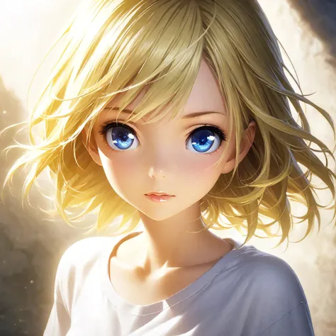 portrait, practical, blue eyes, blonde hair, mid-chest, 4k resolution, high quality cg, beautiful cg, soft light, octane renderi...