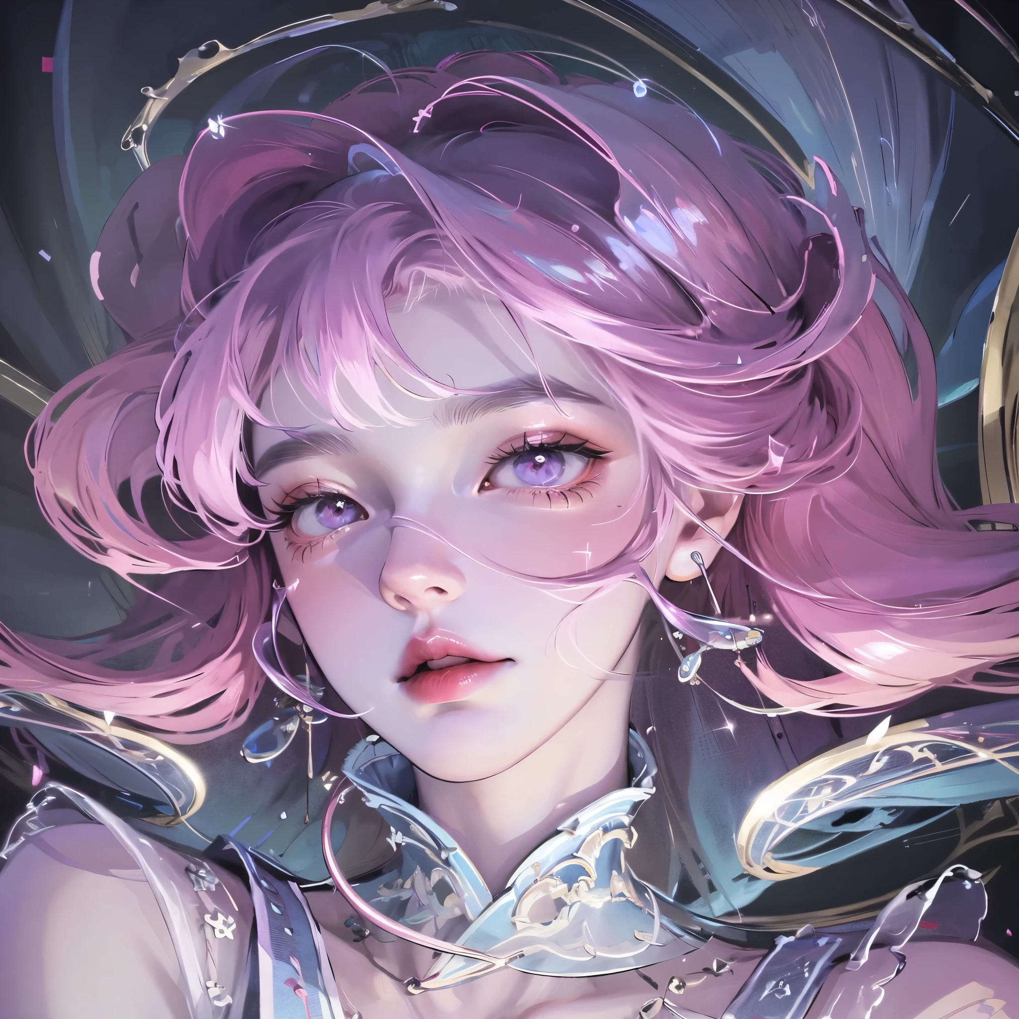 Delicate face, Downshoot, Thick acrylic, pixiv上的illustration,  high quality, scum,, degenerate,8K, Extremely detailed, Latest pixiv, illustration, Dynamic poses, Dynamic Angle,, Gorgeous light and shadow, transparency,, Detail decoration, Detailed lines, mystery,, fantasy, magic, sparkling,