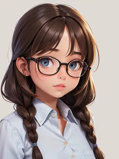 (high quality, breathtaking),(expressive eyes, perfect face) 1 adorable girl with glasses with very small soft natural teen brea...