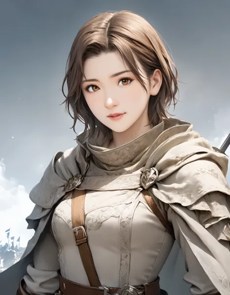 (best quality:1.2), 1girl, octopath traveler, knight, upper body shot, shoot from front