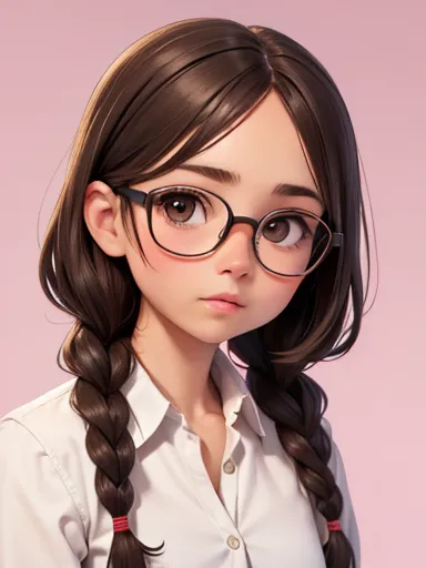 (high quality, breathtaking),(expressive eyes, perfect face) 1 adorable brown eyed girl with glasses with very small soft natura...