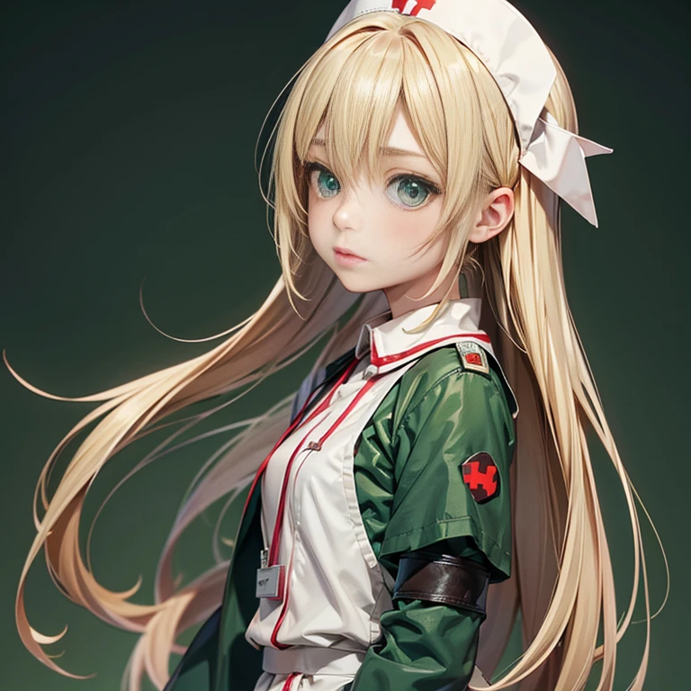 Nightingale, Silent Hill, a beautiful girl (nurse, nurse uniform, short stature,  and childish, long blonde hair, emerald green eyes)