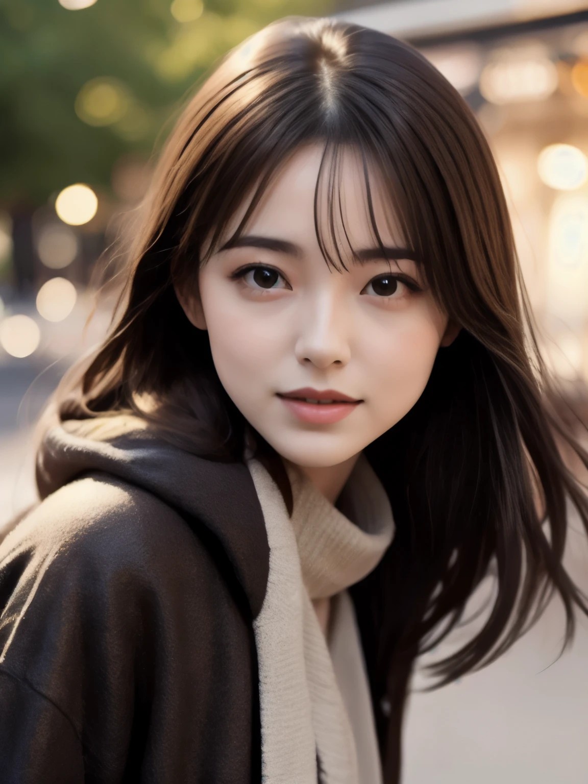 ((highest quality, 8k, masterpiece: 1.3)), sharp: 1.2, Perfect body beauty: 1.4,pretty girl,Light brown long hair,(((Woman straddling a coat))),Slender body,Highly detailed face and skin texture,Beautiful Eyes, double eyelid,((Full Body Shot)),Natural light,smile