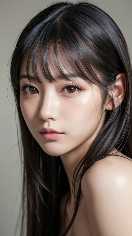 (masterpiece:1.3), (Photorealistic, RAW Photos, Highest quality: 1.4), Skinny Japanese woman, 23.age, (One Girl), (A vivid face), Detailed face, Detailed eyes, (Black-haired, Long Hair:1.3), (Realistic Skin), (Silver Camisole), Ultra-high resolution, Surreal, High definition, 