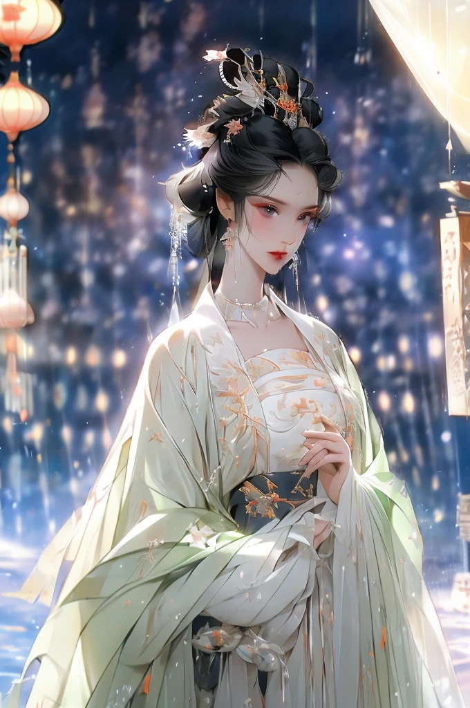 Black Hair, Immortal Cultivation, Royal sister, White Robe, hime cut, hair scrunchie, Romanticism, Gothic art, ray tracing, cinematic lighting, first-person view, Sony FE GM, anatomically correct, masterpiece