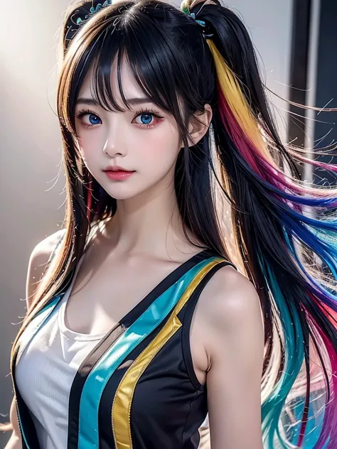 40-year-old Japanese woman、Black Hair、Hair is very short、Twin tails、Hatsune Miku Costume、Headphones、Flat Chest、Realistic photos、...