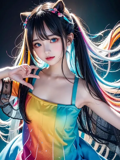 40-year-old Japanese woman、Black Hair、Hair is very short、Twin tails、Hatsune Miku Costume、Headphones、Flat Chest、Realistic photos、...