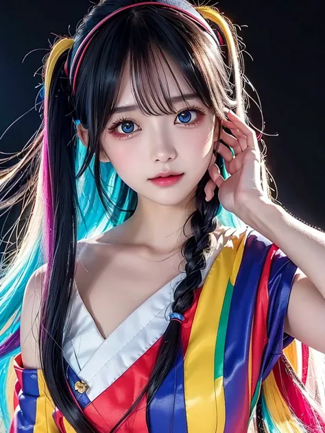 40-year-old Japanese woman、Black Hair、Hair is very short、Twin tails、Hatsune Miku Costume、Headphones、Flat Chest、Realistic photos、...