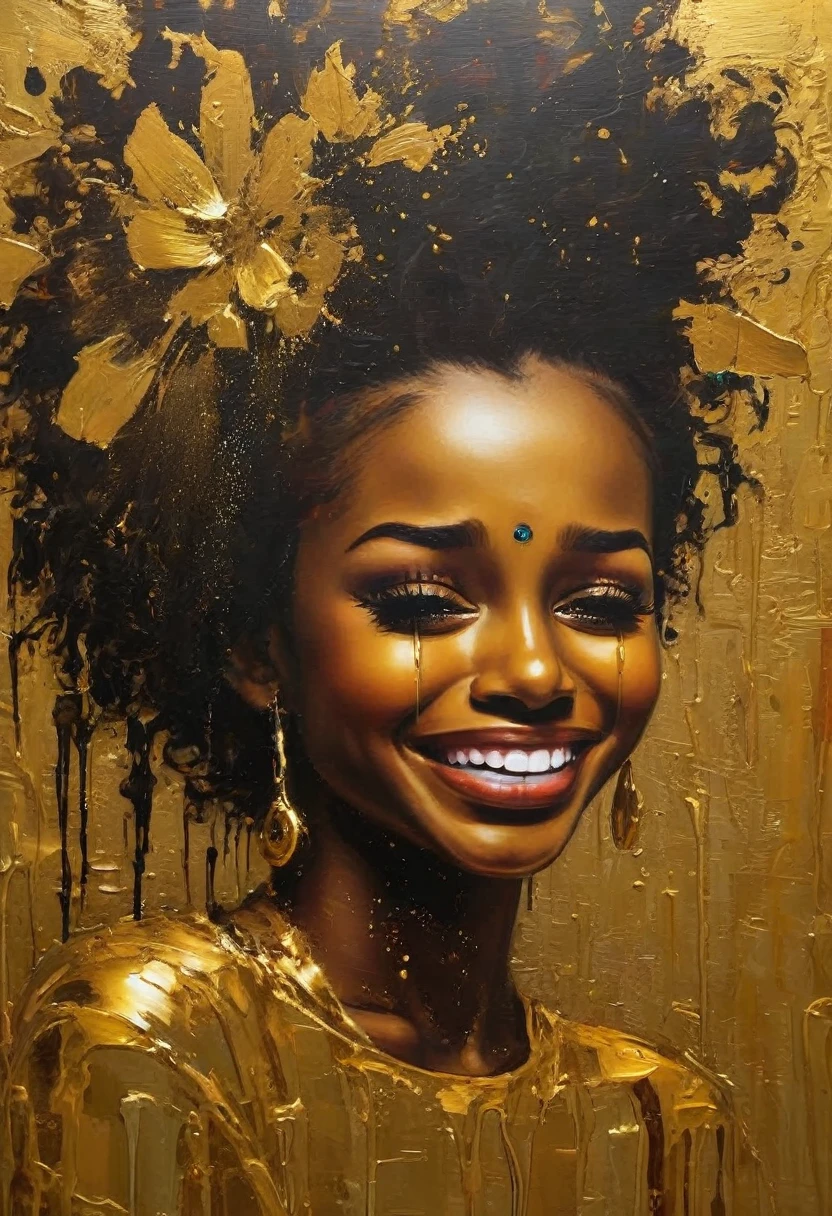 I am the sound that produces the smile in every human being ,the smile pierces walls changes sadness into joy and sends the message that happiness is in simple things is heard everywhere very real artistic style 24k unique piece piece of art unique masterpiece shadows with volumes 