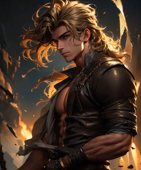 masterpiece, best quality, high resolution, closeup portrait, a male, dark fantasy art, fantasy, handsome and sexy male adventur...