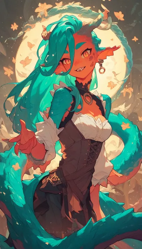 best quality, super detailed illustration, warm colors, perfect lighting, perfect detail ,cute sea monster girl