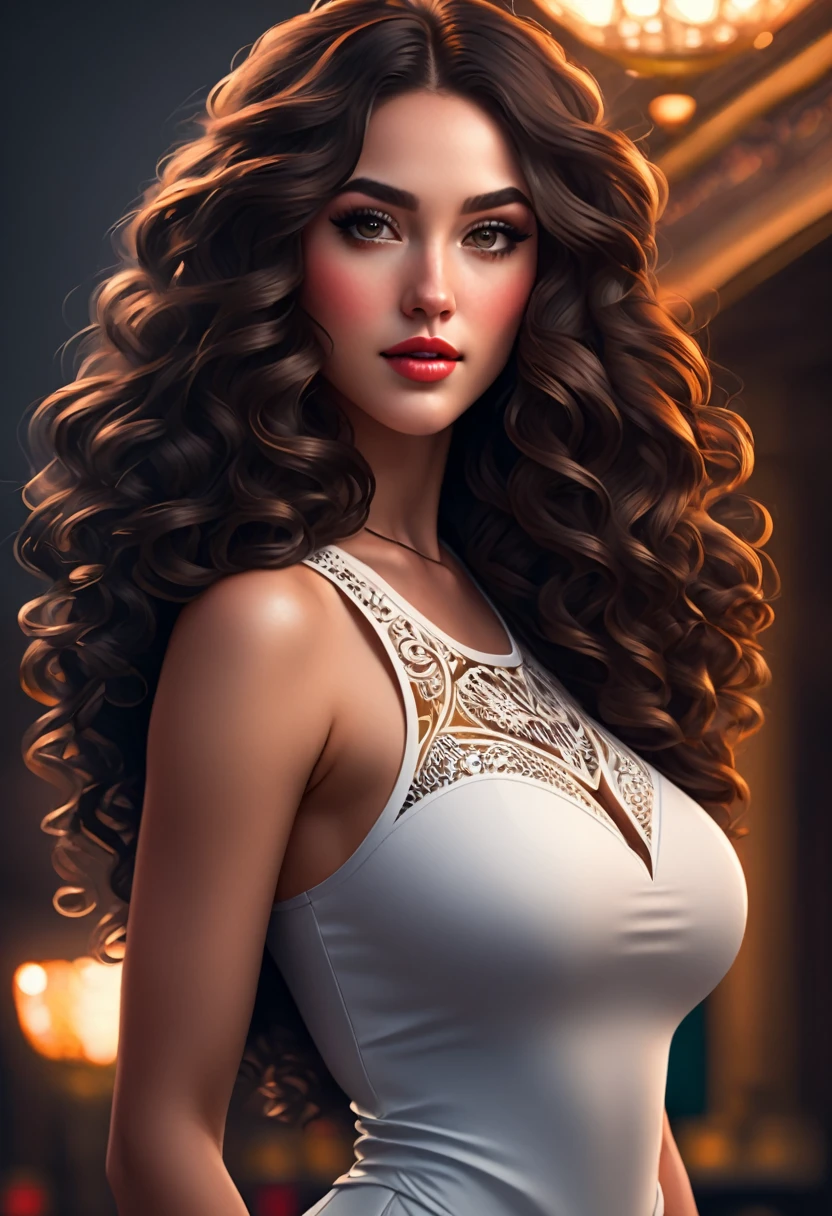 Beautiful boho woman with hair that is coarse, wiry, and tightly curled. It often has a rough texture, feels stiff to the touch, and may be prone to frizz and tangling. The curls can be densely packed. . The Official Art – An Award-Winning Digital Masterpiece In 4K Ultra HD, Extreme Detail And Intricate Realism. This Concept Art Brought To Life By The Hands Of Artists Like Wlop & Artgerm In A Stunning 2D Vector Illustration. Paige Renee Spiranac. LArge, perky, full, well shaped pleasing breasts. Background is a panoramic vista.
