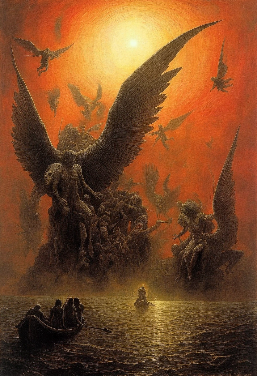 Mythical creatures, author：Zdzislaw Beksiński、Angels and Demons、The Final Battle