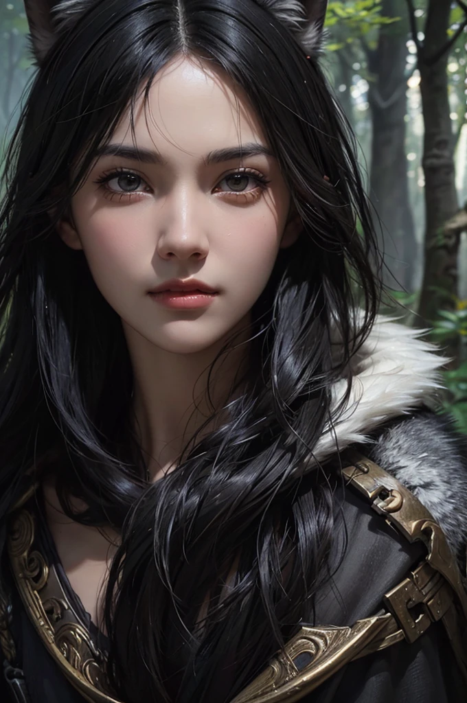 wolf, animal, black hair, shord hair, path, wilderness, masterpiece, light, expert, insanely detailed, 4k resolution, sharp, closeup portrait
splash art, digital art, concept art, john william waterhouse, vibrant, cheerful