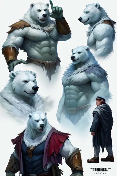 polar bear stands looking at the sky medium muscular, frozen planet setting, snowstorm , zoomed in on crotch, , chunie, darkgem,...