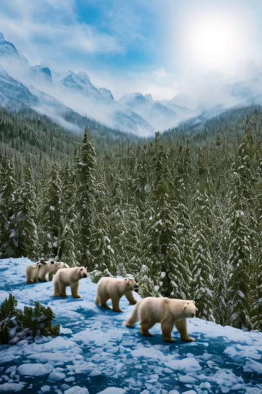 (((There is a group of forty-nine polar bears in this image, just white fur, furious, Sauvage, aggressive, extinto  Sauvage ))) 49 Polar bear stands looking at the sky Medium muscular, frozen planet setting, snowstorm , zoomed in on crotch, , chunie, darkgem, martepiece, dynamic photography.masterpiece, dynamic photography, Film image, cena de batalha.