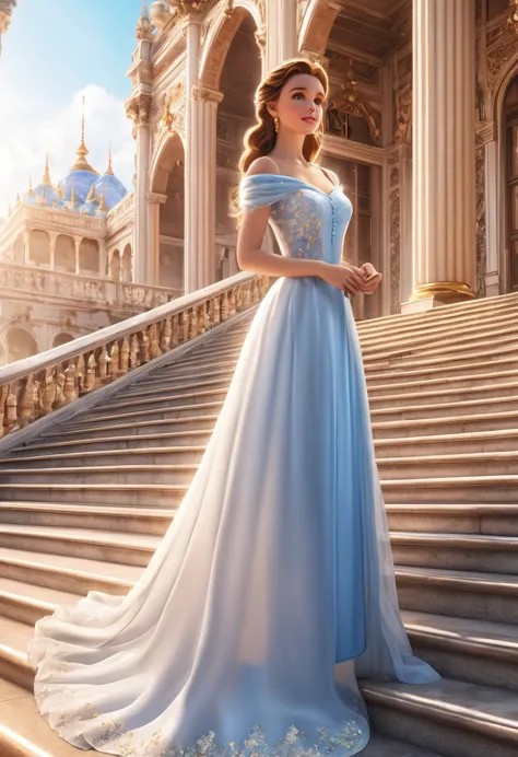 animation, (1 girl: 1.3, belle from beauty and the beast_beautiful appearance, delicate dress description: 1.3), body made of li...