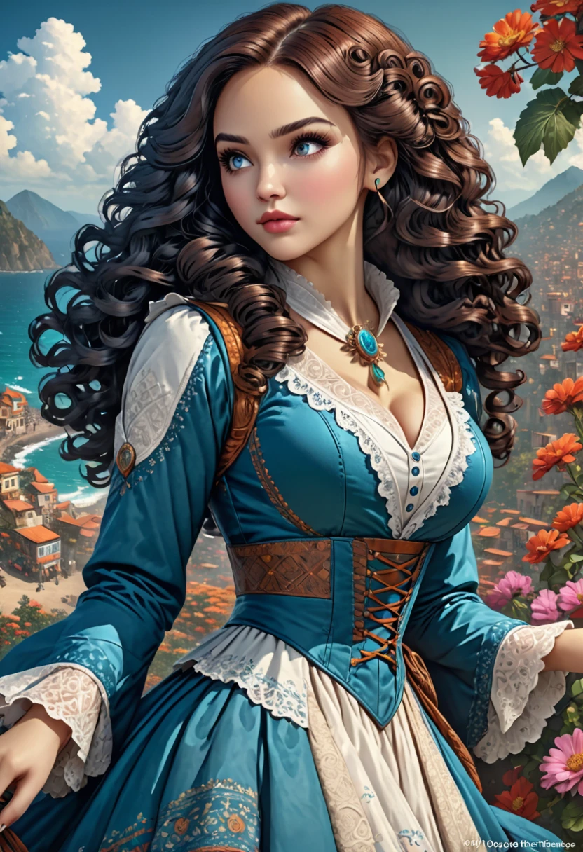 Beautiful boho woman with hair that is coarse, wiry, and tightly curled. It often has a rough texture, feels stiff to the touch, and may be prone to frizz and tangling. The curls can be densely packed. . The Official Art – An Award-Winning Digital Masterpiece In 4K Ultra HD, Extreme Detail And Intricate Realism. This Concept Art Brought To Life By The Hands Of Artists Like Wlop & Artgerm In A Stunning 2D Vector Illustration. Paige Renee Spiranac. LArge, perky, full, well shaped pleasing breasts. Background is a panoramic vista.
