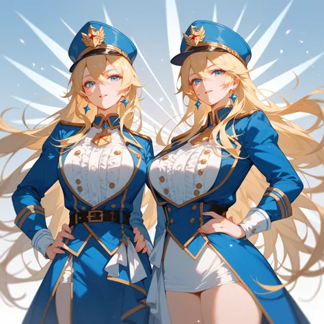 {{wonderful}}, highest quality, ultra-detailed cg unity 8k wallpaper, beautiful details、blonde、wearing a uniform and hat、woman s...