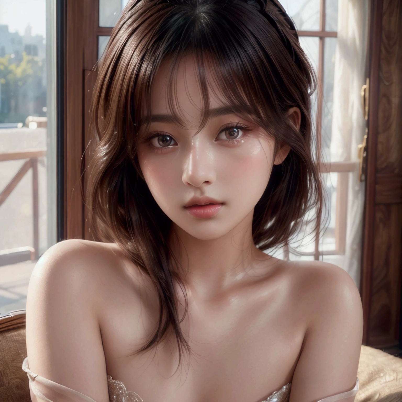 a beautiful young girl posing for the camera, incredibly detailed and realistic portrait, beautiful detailed eyes, beautiful detailed lips, extremely detailed eyes and face, long eyelashes, delicate skin, elegant expression, natural lighting, intricate hairstyle, soft focus, warm color tones, cinematic lighting, photorealistic, 8k, best quality, masterpiece