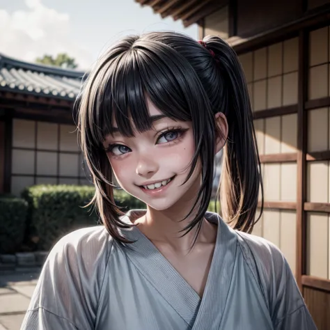 hyper realistic, young japanese girl, ((bad crooked teeth)) , ((yaeba teeth  smile )), a  young woman, japanese girl, yaeba smil...