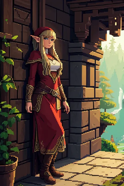 female elf, pixel art