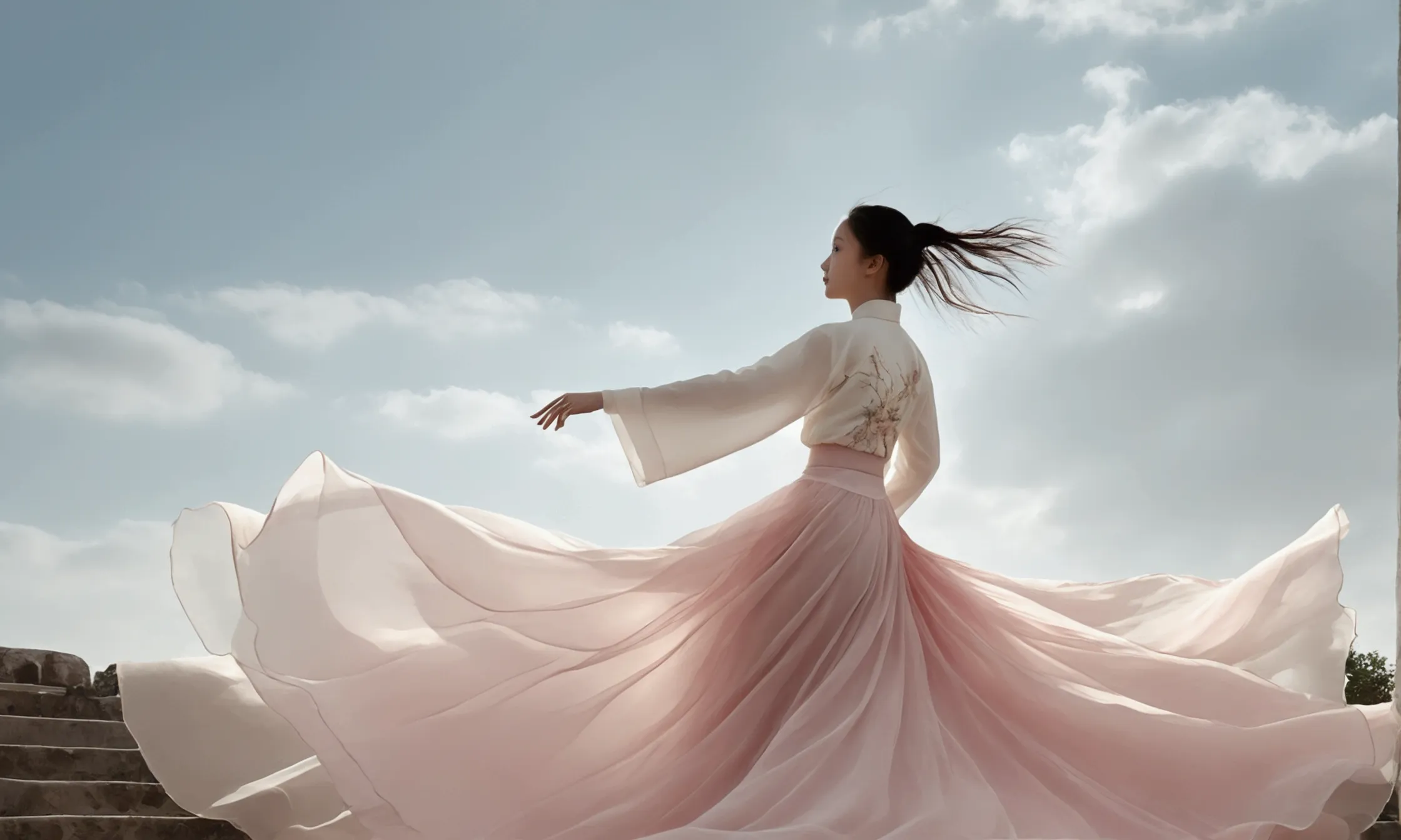 beautiful dance photography；a little girl，solitary；a dancing little girl，whole body像；[black eyeball，confidence，high and cold，hap...