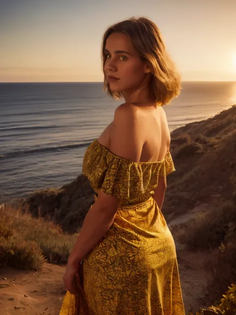 a young woman lies gracefully on the vibrant, sunlit landscape of mallorca's south coast during the early 1870s. the scene captu...