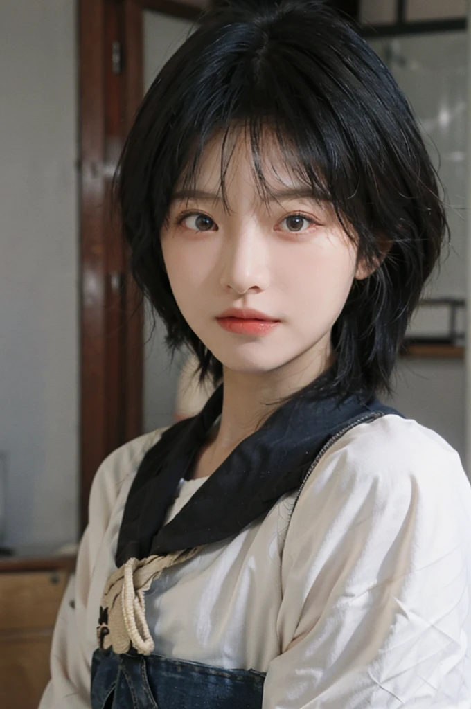 best quality，Ultra-high resolution，（lifelike：1.4），Cute hairpin，2 Girls，Bright Eyes，Blue short hair，JK，Snow-white skin，blush，slim and beautiful：1.4，，in school，Ultra-thin face，Exquisite eyes，Double eyelids，