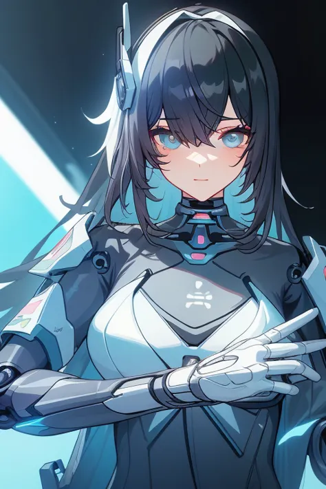 close-up of a woman dressed in black posing in a room, android heroine, perfect android girl, an oppai cyberpunk, cybersuit, cyb...