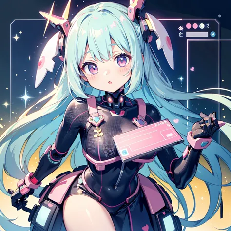 (kawaii character:1.4), 
cyber princess,
she is immersed in cyber networks,
(special effects),
masterpiece, highest quality,
cle...