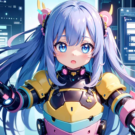 (kawaii character:1.4), cyber princess, she is immersed in cyber networks, (special effects), masterpiece, highest quality, clea...