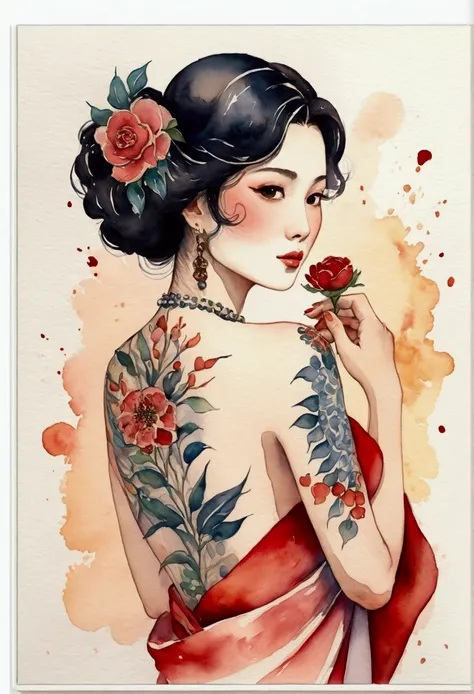 cherry blossom geisha tattoo - SeaArt Al - Free Al Art Generator